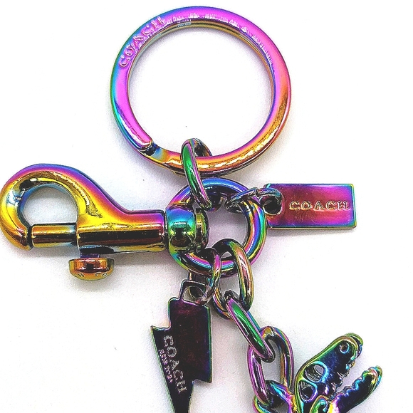 Coach 54993 Anodized TRex T-Rex Rexy Bag Charm Key Fob OIL SLICK Hologram NWOT - Picture 6 of 8